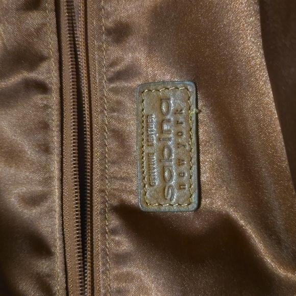 Sabina New York Brown Leather Hobo Handbag Pleated Rounded Zippers 18x13" - Picture 11 of 13